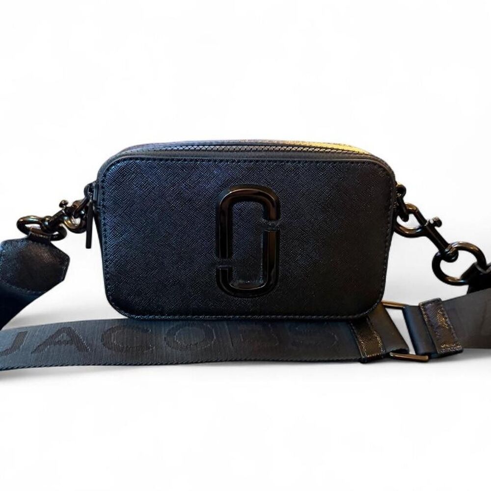 Marc Jacobs The Snapshot All Black Leather Camera Crossbody Bag